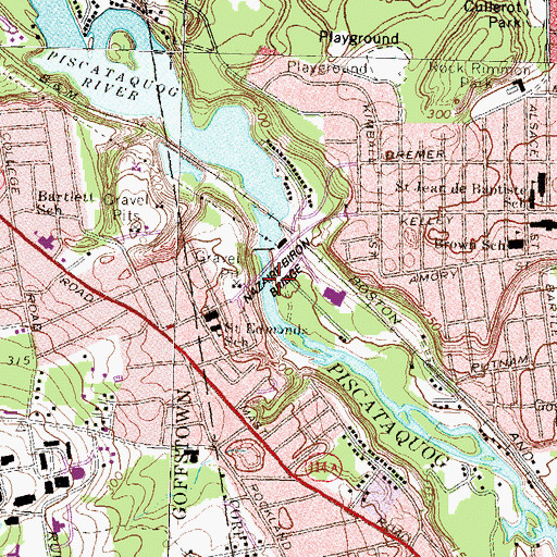 Topographic Map of Nazaire-Biron Bridge, NH