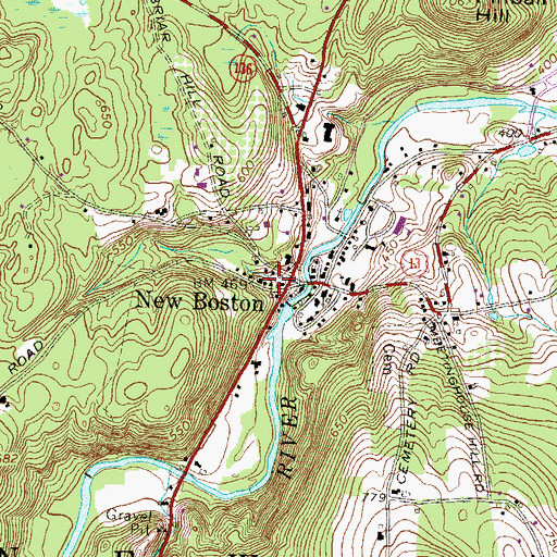 Topographic Map of New Boston, NH