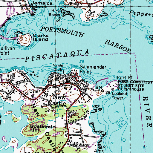 Topographic Map of New Castle, NH