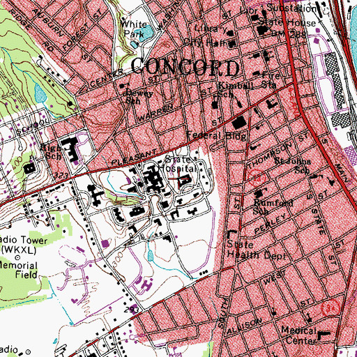 Topographic Map of New Hampshire State Hospital, NH