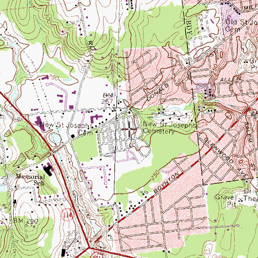 Topographic Map of New Saint Josephs Cemetery, NH
