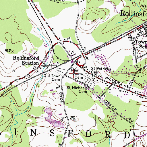 Topographic Map of New Town Cemetery, NH