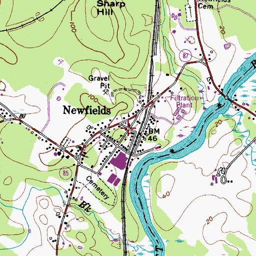 Topographic Map of Newfields, NH