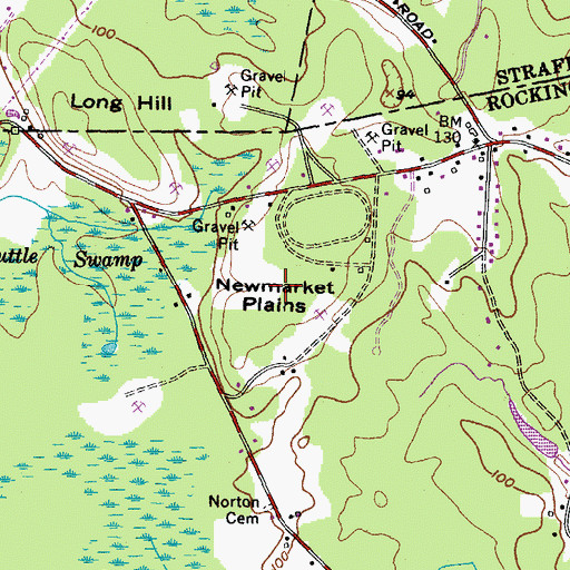 Topographic Map of Newmarket Plains, NH