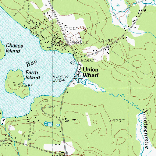 Topographic Map of Nineteenmile Brook, NH