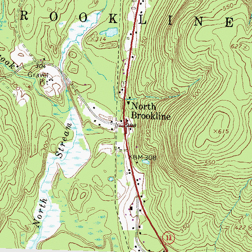 Topographic Map of North Brookline, NH