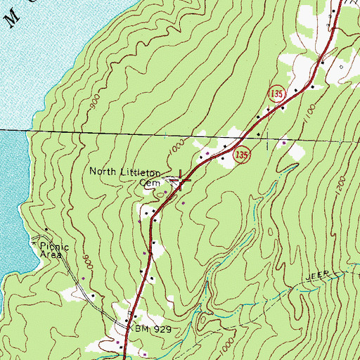 Topographic Map of North Littleton Cemetery, NH