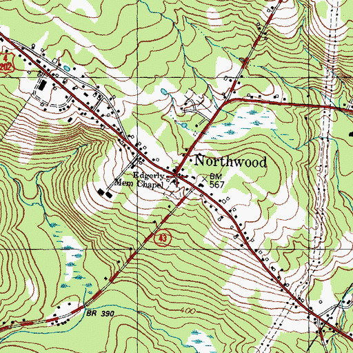 Topographic Map of Northwood, NH