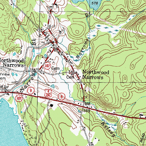 Topographic Map of Northwood Narrows, NH