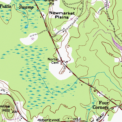 Topographic Map of Norton Cemetery, NH