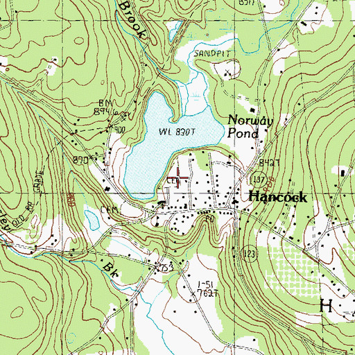 Topographic Map of Norway Plain Cemetery, NH