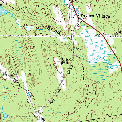 Topographic Map of Oak Hill, NH