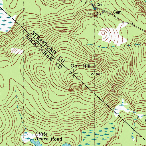 Topographic Map of Oak Hill, NH