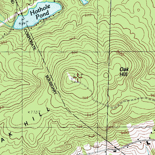 Topographic Map of Oak Hill, NH