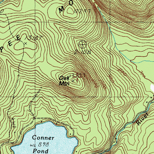 Topographic Map of Oak Mountain, NH