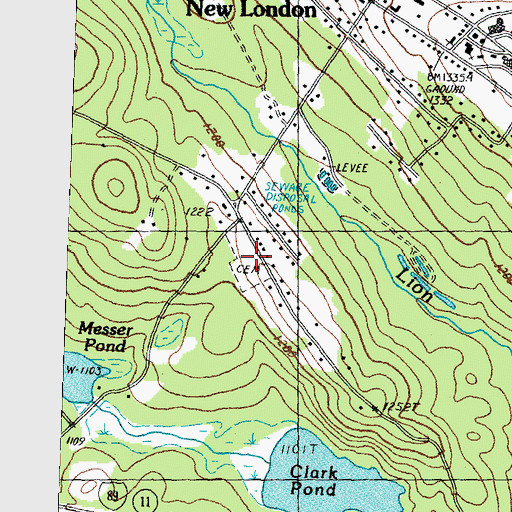 Topographic Map of Old Main Street Cemetery, NH