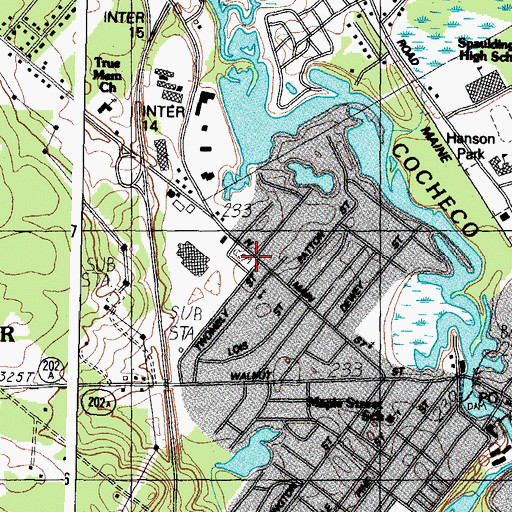 Topographic Map of Old Town Cemetery, NH