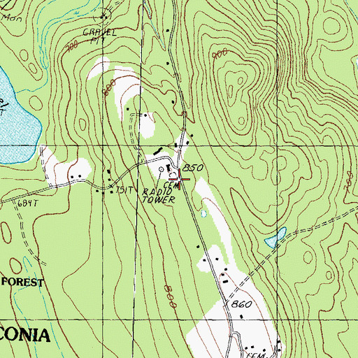 Topographic Map of Old Town Cemetery, NH