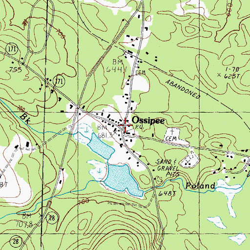Topographic Map of Ossipee, NH