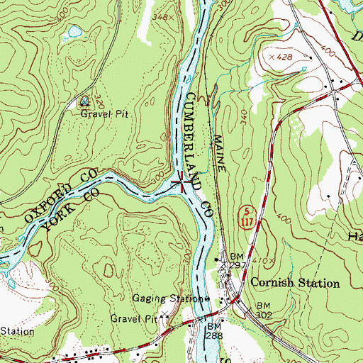 Topographic Map of Ossipee River, ME