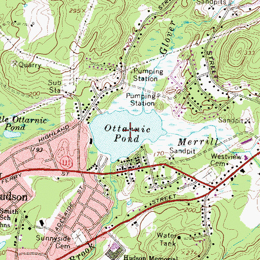 Topographic Map of Ottarnic Pond, NH