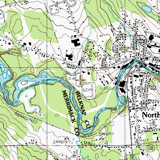 Topographic Map of Park Cemetery, NH