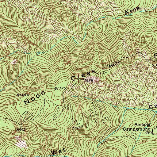 Topographic Map of Noon Creek Ridge, AZ