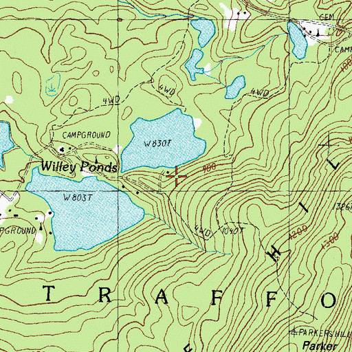Topographic Map of Parker Mountain Camp, NH