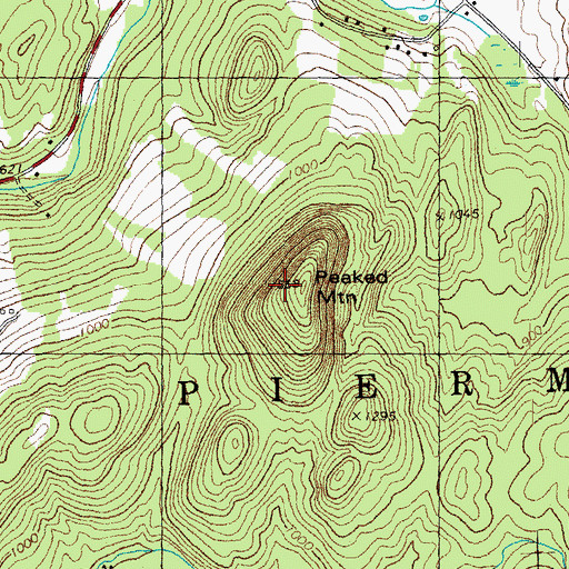 Topographic Map of Peaked Mountain, NH