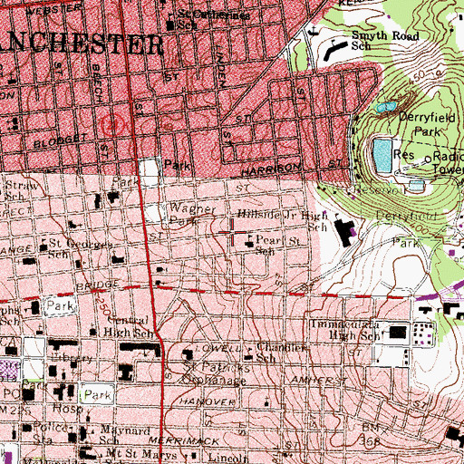 Topographic Map of Pearl Street School, NH
