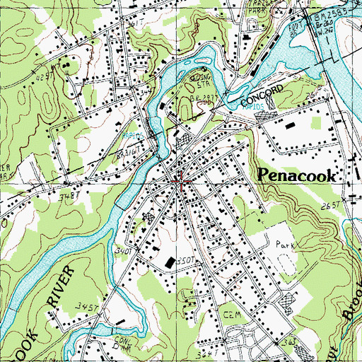 Topographic Map of Penacook, NH
