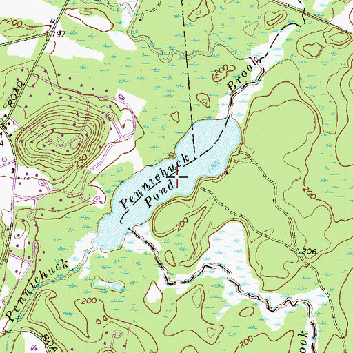 Topographic Map of Pennichuck Pond, NH