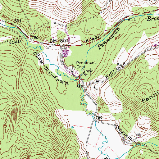 Topographic Map of Penniman Brook, NH