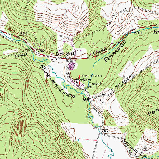 Topographic Map of Penniman Cemetery, NH
