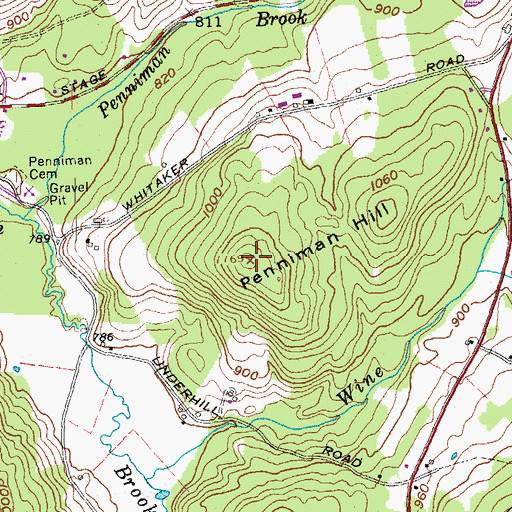 Topographic Map of Penniman Hill, NH
