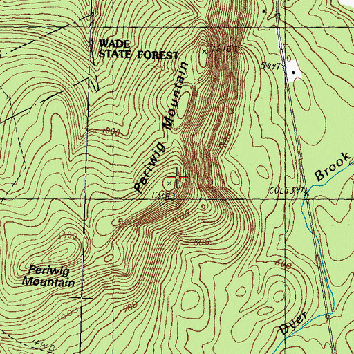 Topographic Map of Periwig Mountain, NH