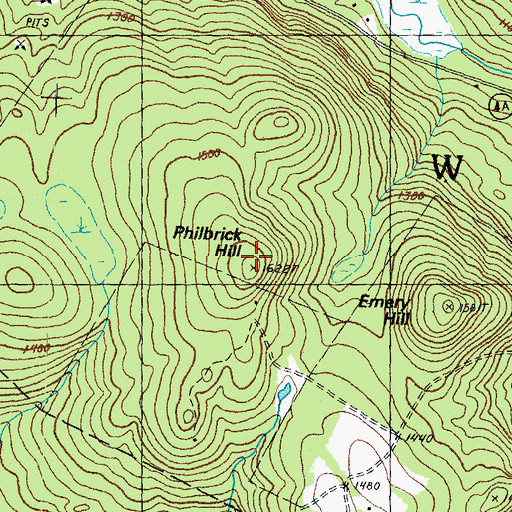 Topographic Map of Philbrick Hill, NH