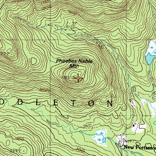 Topographic Map of Phoebes Nable Mountain, NH