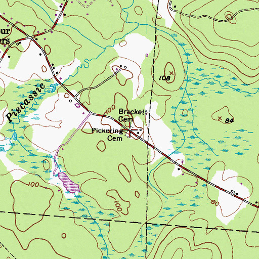 Topographic Map of Pickering Cemetery, NH