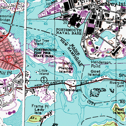 Topographic Map of Pierce Island, NH