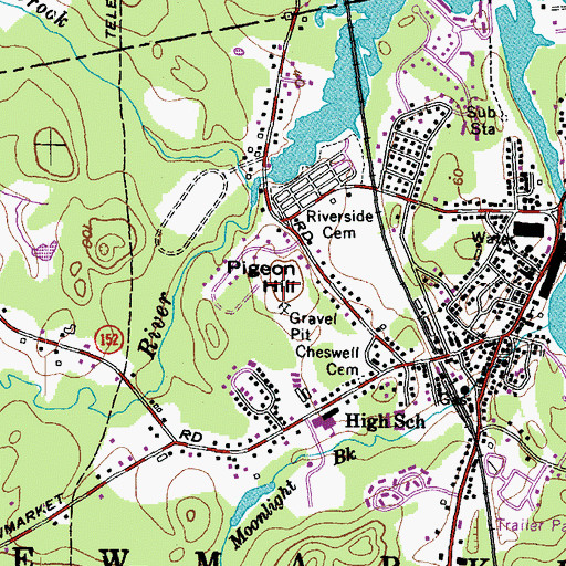 Topographic Map of Pigeon Hill, NH