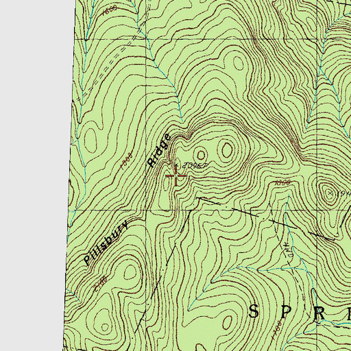 Topographic Map of Pillsbury Ridge, NH