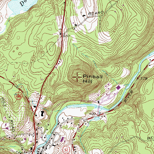 Topographic Map of Pinball Hill, NH