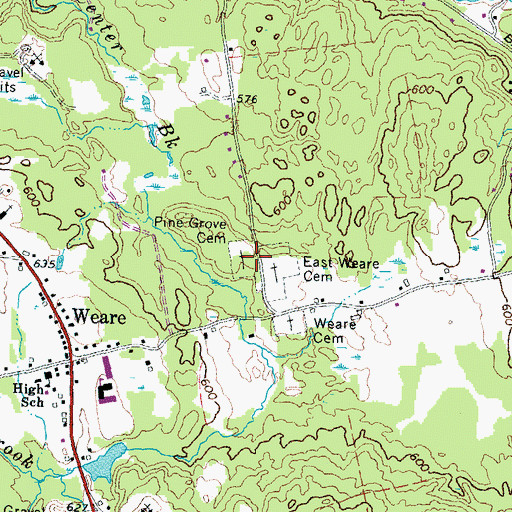 Topographic Map of Pine Grove Cemetery, NH