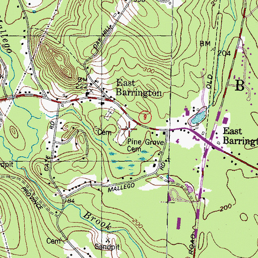 Topographic Map of Pine Grove Cemetery, NH