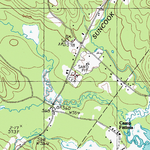 Topographic Map of Pine Grove Cemetery, NH