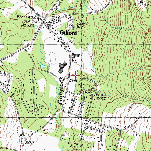 Topographic Map of Pine Grove Cemetery, NH