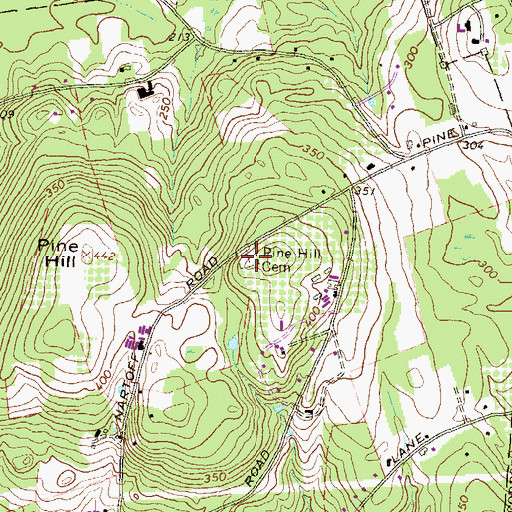 Topographic Map of Pine Hill Cemetery, NH