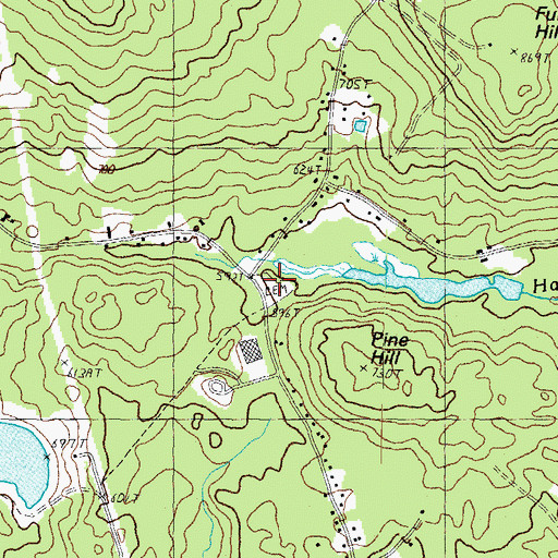 Topographic Map of Pine Hill Cemetery, NH