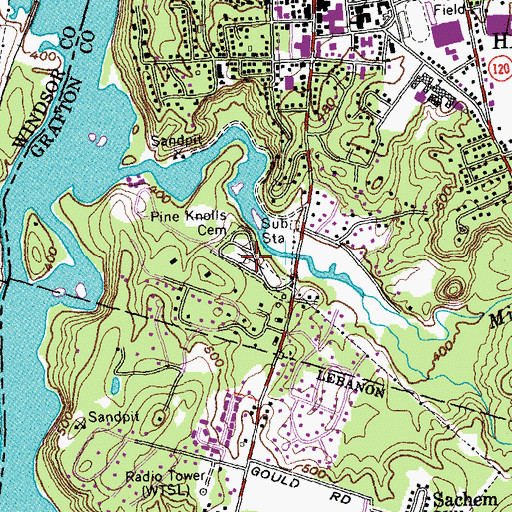 Topographic Map of Pine Knolls Cemetery, NH
